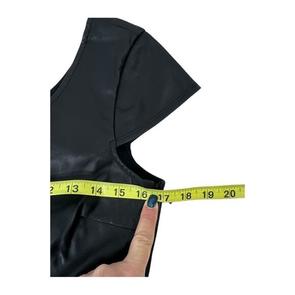 Armani‎ Exchange Black Faux Leather Pleated Studded Dress Sz 4 - Picture 8 of 11